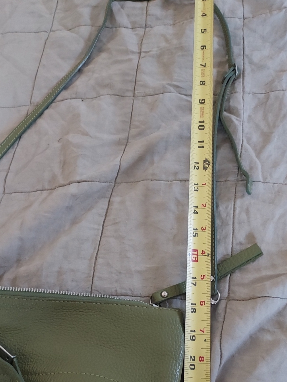 Italian Leather Green Crossbody - Picture 9 of 10